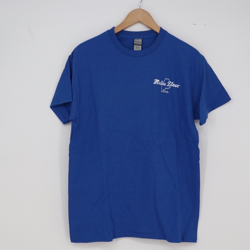 Gildan T-Shirt Mens M Ultra Cotton Royal Blue Maine Diner Graphic Excellent